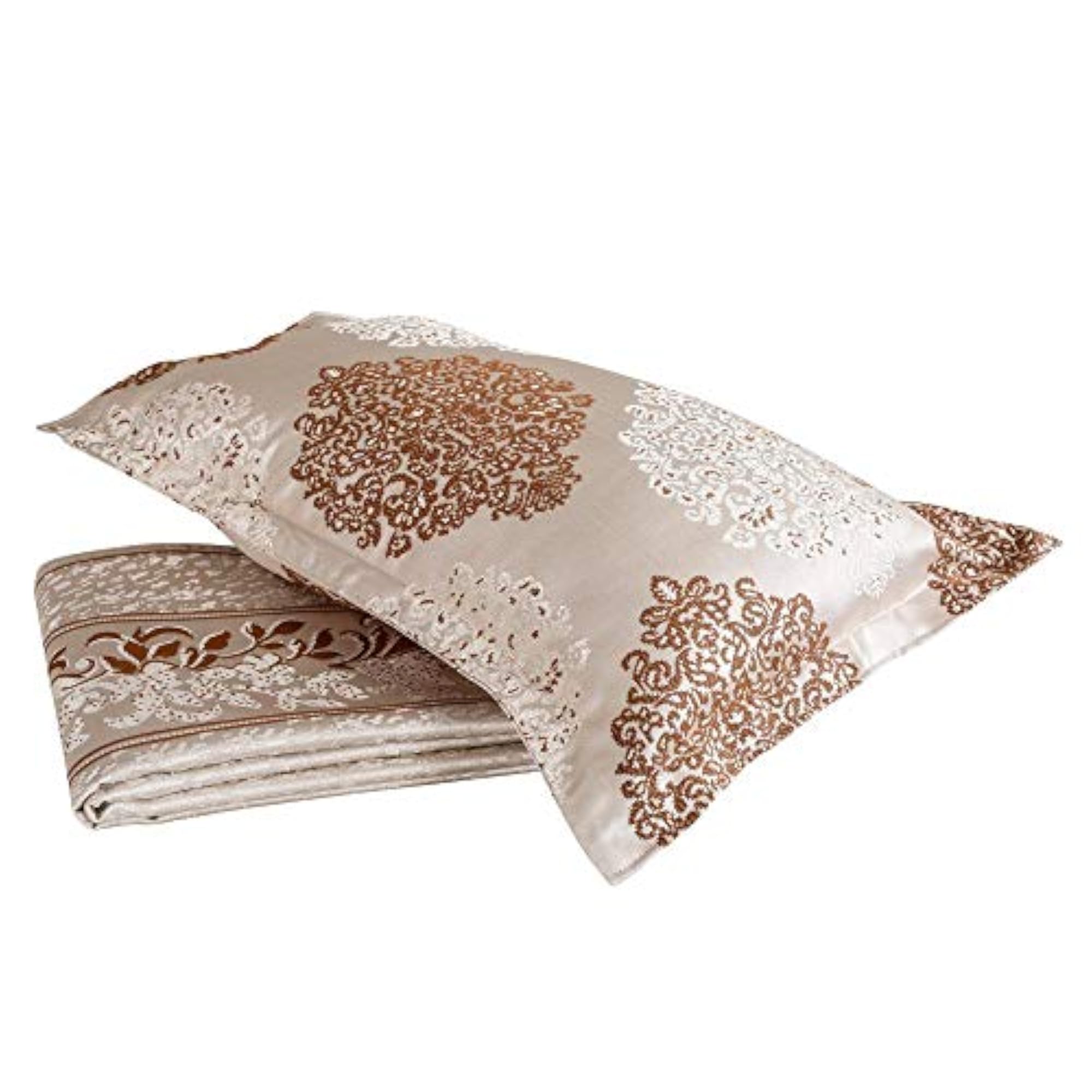 Poly Cotton Styria Satin Double Bedcover with Pillow Covers